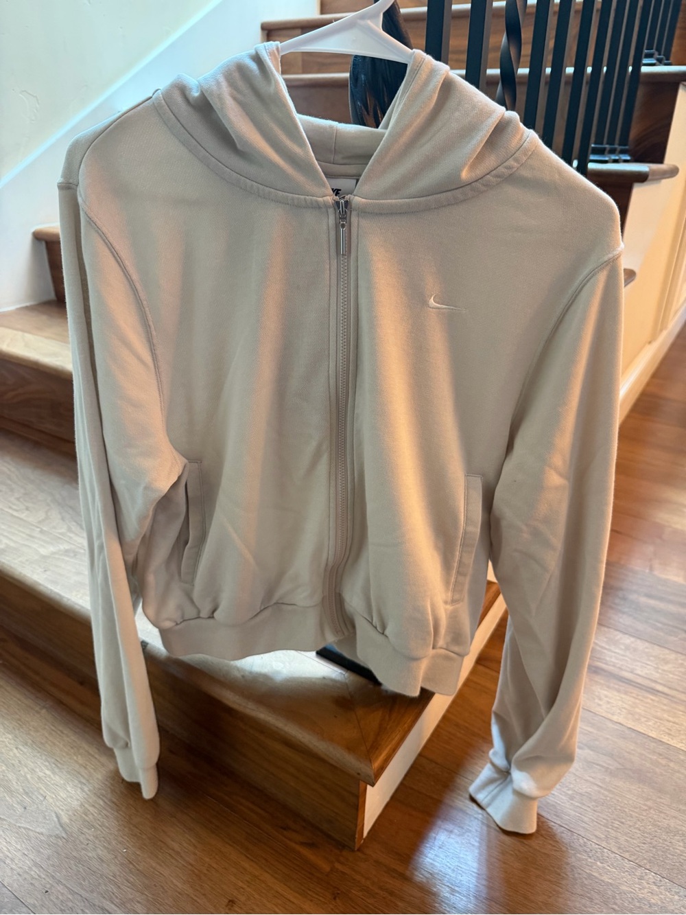 Nike Beige Pullover Hoodie with Black Swoosh Tag